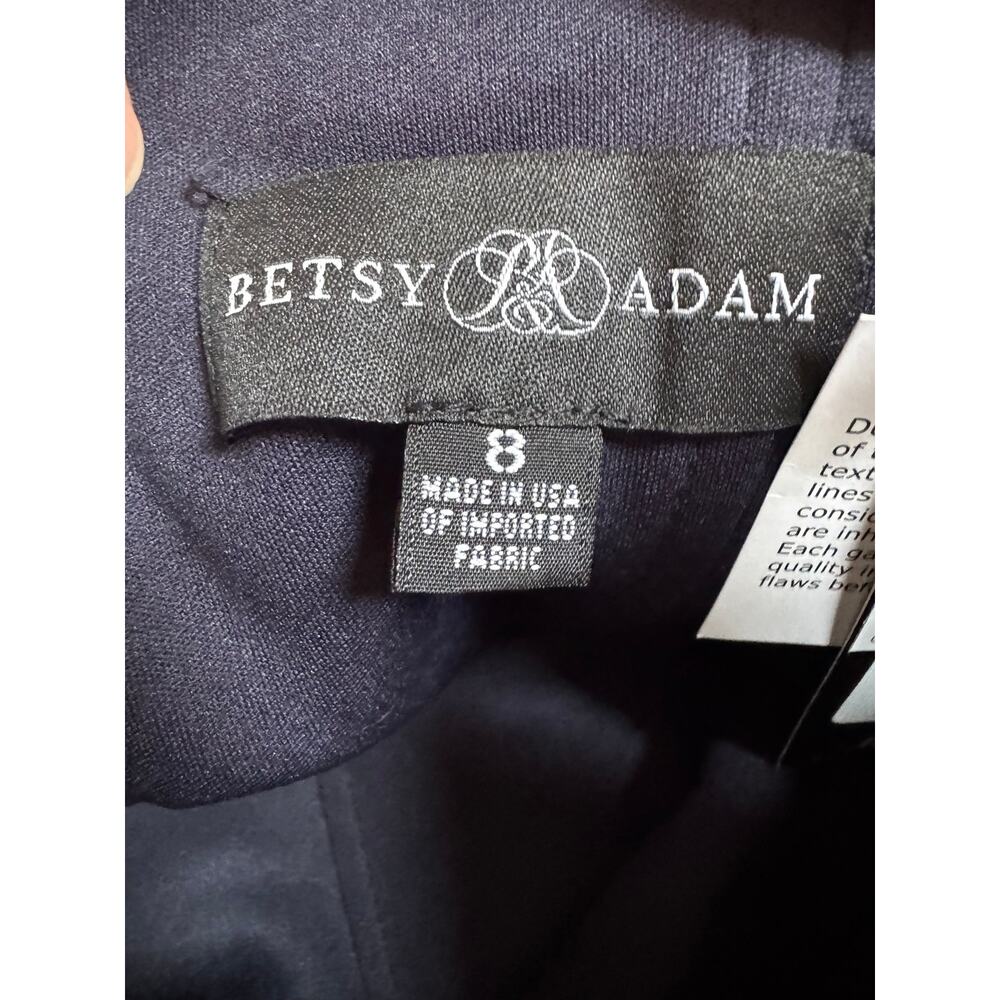 Betsy & Adam Navy Satin Ruffle Strapless Gown Size 8 (new with tags) - Picture 7 of 8